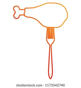 delicious chicken thigh in fork