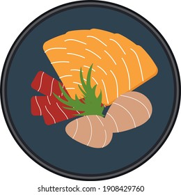 Delicious chirashi, illustration, vector on a white background.