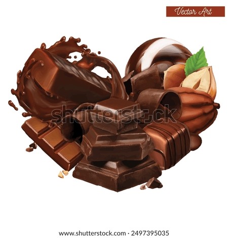 delicious choco chocolate heart summer dessert festive gifting chocolate vector art