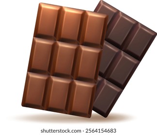 Delicious chocolate bar illustration isolated on white background