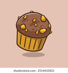 Delicioso Vector de dibujos animados de brownies de chocolate. Tema de ilustración de alimentos y bebidas.