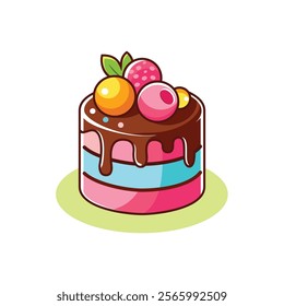 delicious chocolate cake with cherries and cherry vector illustration design