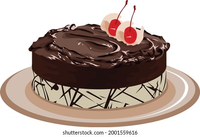 delicioso pastel de chocolate con cereza