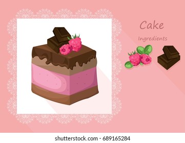 Delicious chocolate Cake collection decor Vector illustrations