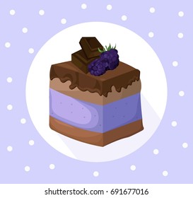 Delicious chocolate Cake collection decor Vector illustrations