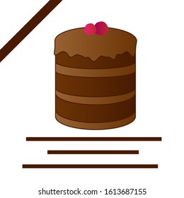 Delicious chocolate cake decorated with two red berries