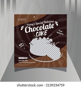 Delicious Chocolate Cake Food Menu And Social Media Promotion And Instagram Banner Post Design Template Premium