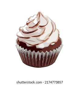 Delicious chocolate cake isolated on white