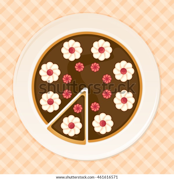 Delicious Chocolate Cake Vanilla Cream Swirl 库存矢量图（免版税 