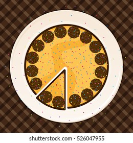 Delicious chocolate candy cake top view