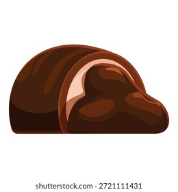 Delicioso dulce de chocolate cortado por la mitad con el relleno cremoso que fluye hacia fuera