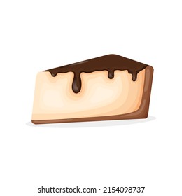 Delicious chocolate cheesecake, vector illustration isolated on white background.
