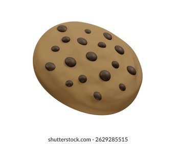 Delicious Chocolate Chip Cookie icon illustration 3d render