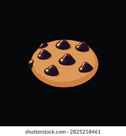 Delicious chocolate chip cookie vector graphic design on black background