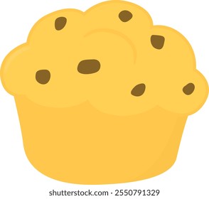 Deliciosa ilustración de dibujos animados de Vector de pastel de muffin de chips de chocolate de postre dulce de cupcake, sabrosa confitería, pastel de pastel de vainilla. Pegatina Png icono de pastelería para usar en Plantillas, diseño de redes sociales