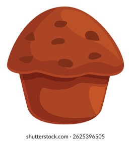 Delicious chocolate chip muffin sitting on white background