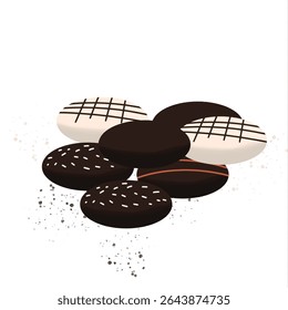 Delicious chocolate cookies in various styles and flavors, perfect for celebrating World Chocolate Day. Vector illustration on white background.