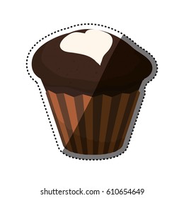 Delicious chocolate cupcake icon vector illustration graphic design