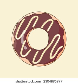 Delicious chocolate donut. Dessert vector illustration design	