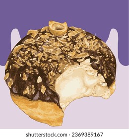 Delicious chocolate Donut with Melted Vanilla Cream