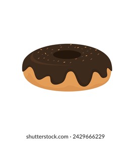 Delicious chocolate donut vector illustration 