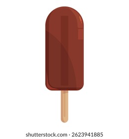Delicious chocolate ice cream bar on a wooden stick being enjoyed on a summer day