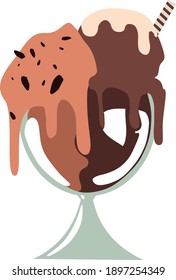 delicious chocolate ice cream in a bowl . beautiful dessert