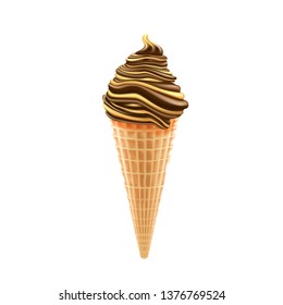 Delicious Chocolate ice cream on white isolated background ,vector illustration