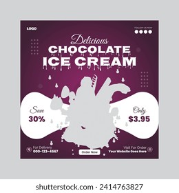 Delicious Chocolate Ice Cream Social Media Post Design Template
