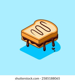 Delicious Chocolate jam on bread vector illustration cartoon design