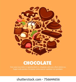 Delicious chocolate products of high quality promotional poster.