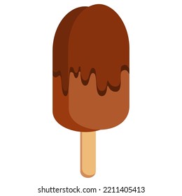 Delicious Chocolate Stick Ice Cream Isolated Illustration on White Background