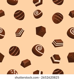 Delicious chocolate treats pattern dessert illustration sweet design warm background aesthetic viewpoint