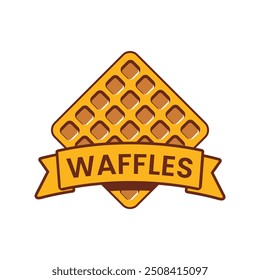 Delicioso chocolate waffle logotipo vetor modelo ilustração com sabor doce, waffle original