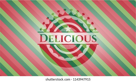 Delicious christmas colors style emblem.