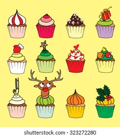 Delicious christmas cupcake collection