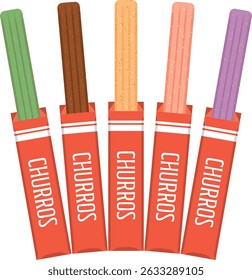 Delicious churros in 5 different flavors