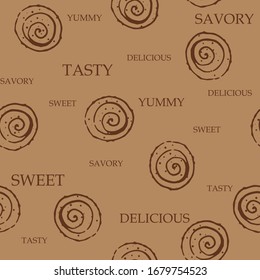 
delicious cinnamon rolls vector seamless pattern