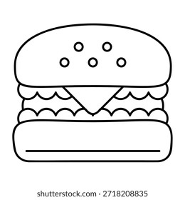 Delicioso icono clásico de la hamburguesa en estilo plano