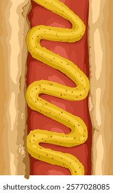 Delicious close up hotdog with yellow mustard