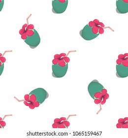 Ð¡oconuts and delicious coconut cocktails pattern
