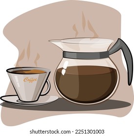 Delicious coffee always warmed up in a beautiful teapot