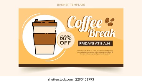 Delicious coffee banner template, editable vector illustration design