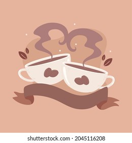 delicious coffee break cups with hot beverage