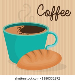 delicious coffee cup with bread