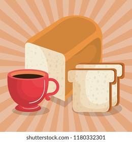 delicious coffee cup with bread