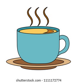 delicious coffee cup with dish isolated icon
