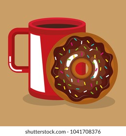 delicious coffee cup and donuts