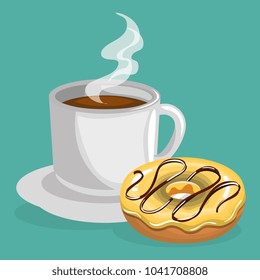 delicious coffee cup and donuts