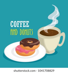 delicious coffee cup and donuts